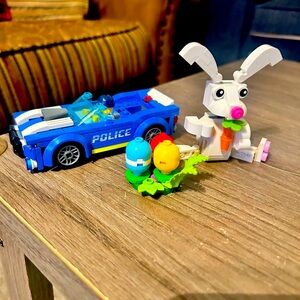 Lego lot police car and Easter bunny